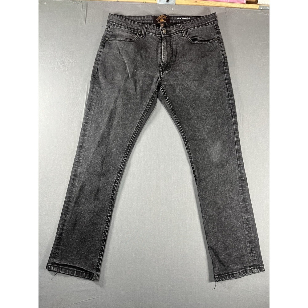 COPPER & OAK Slim Straight Stretch  Black Denim Jeans 34/32